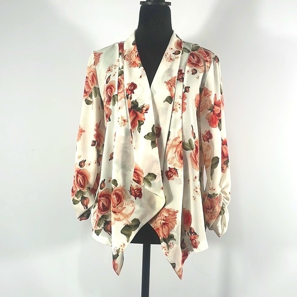 Windsor Flower open Blazer, size Medium, white, multi colored, - Picture 2 of 7